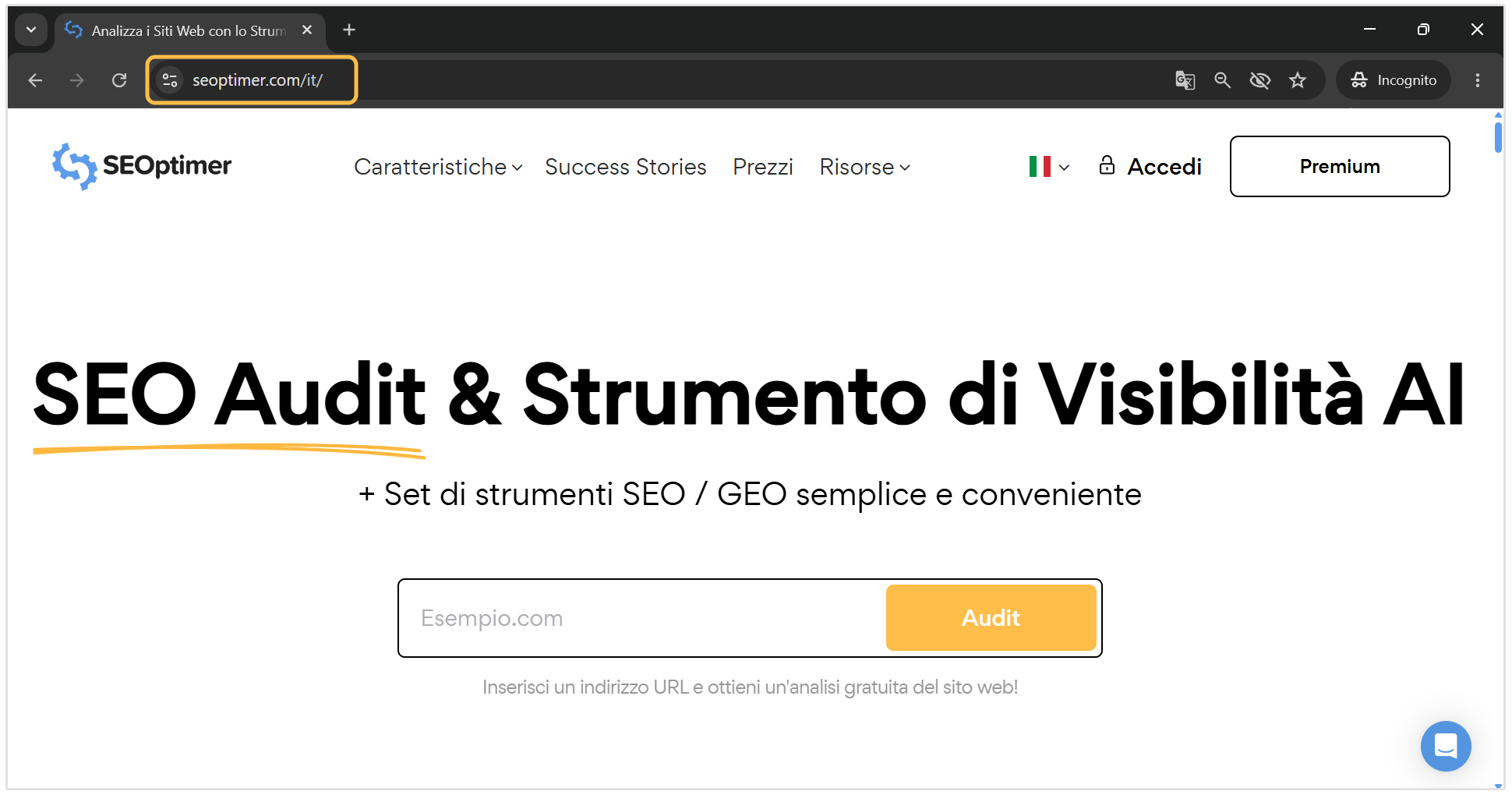 SEOptimer Italiaanse website